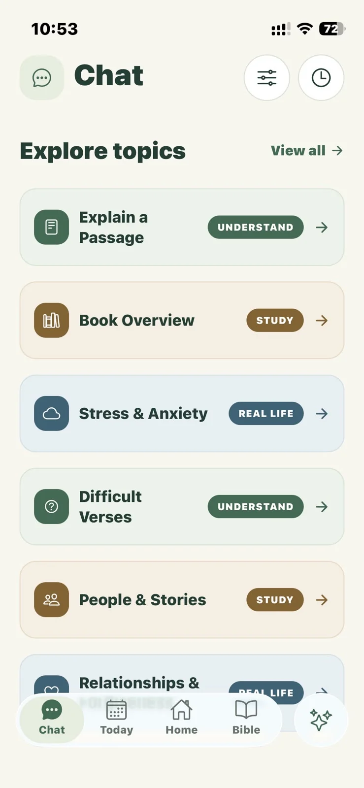 Bible question topics including passage explanations, book overviews, and difficult verses.