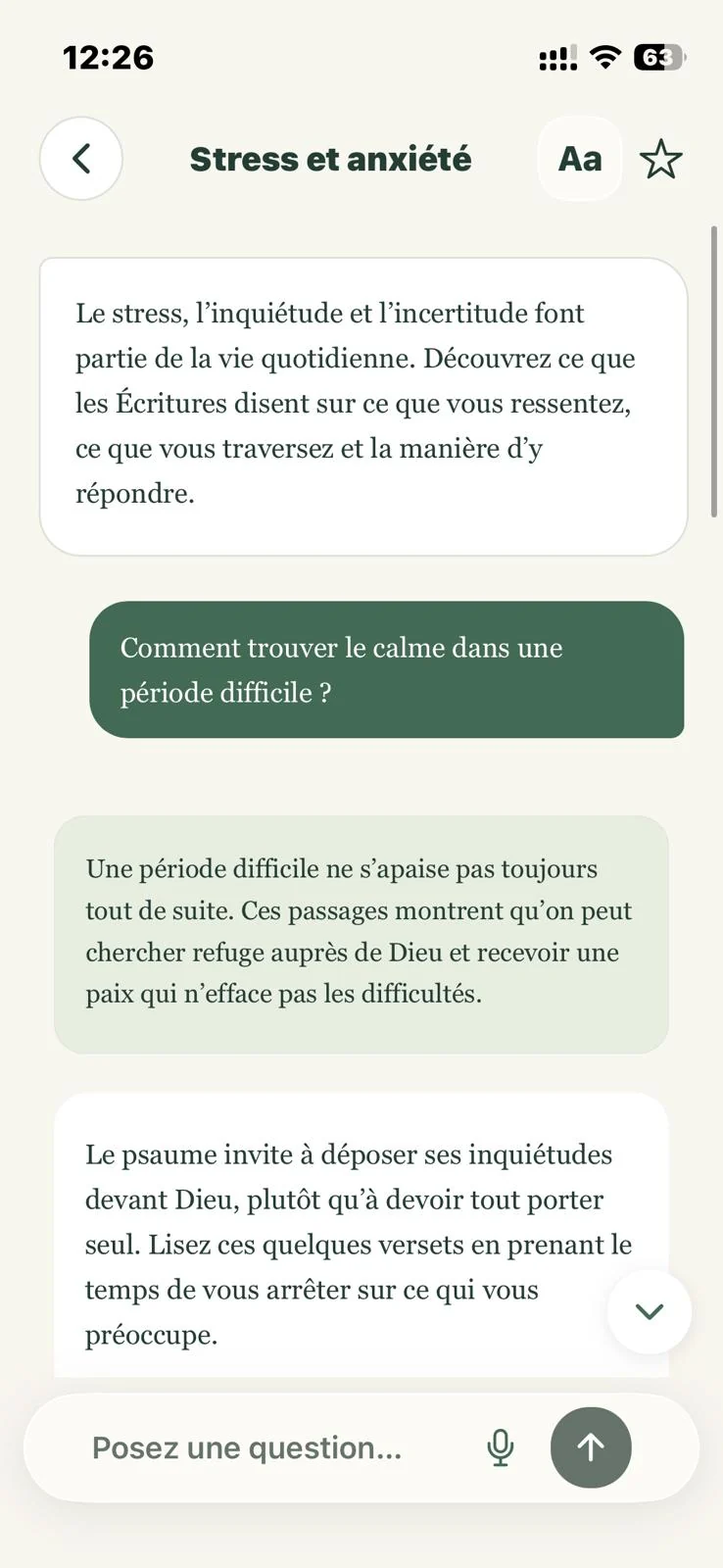 Une discussion sur la foi dans une période difficile, accompagnée de passages bibliques.